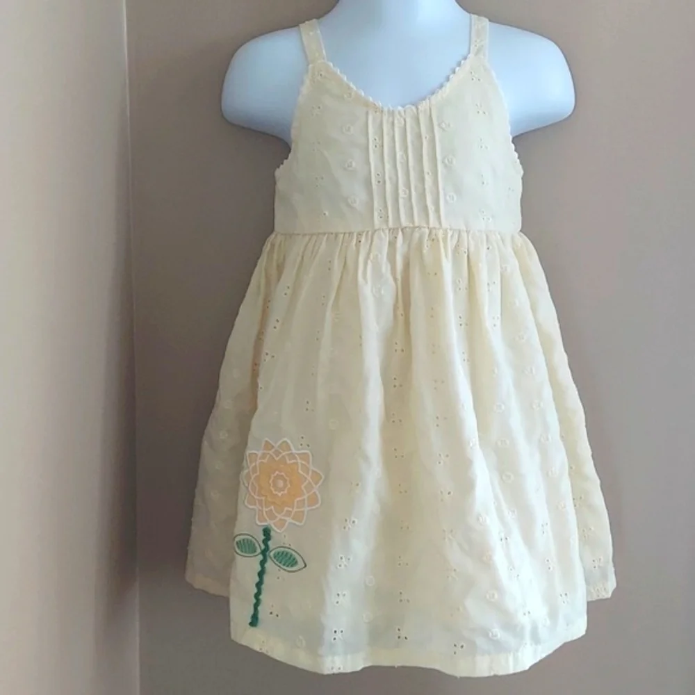 Little Bitty yellow eyelet sunflower applique dress - size 2T
